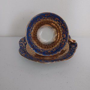 Eberthal Bavaria 2317 Cup and Saucer Blue and Gold